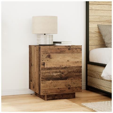 Comodino con luci LED Legno Vecchio 45x40x55 cm - Foto 2