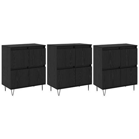 Sideboards 3 pcs Rovere nero 180 x 35 x 70 cm Legno multistrato - Foto 1