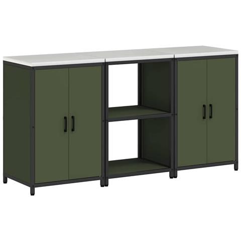 Set di Stoccaggio per Cucina 3 pcs Verde oliva 180 x 50 x 92 cm - Foto 1