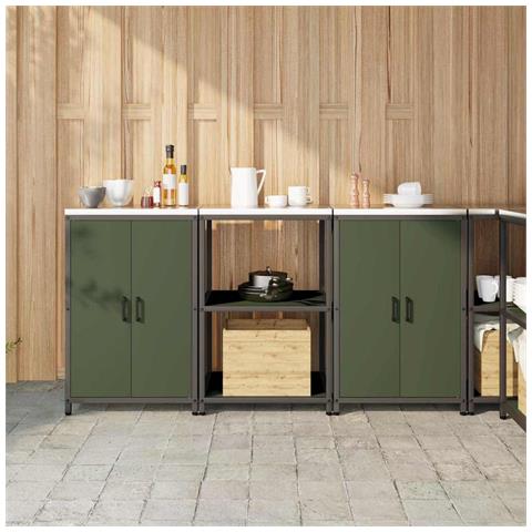 Set di Stoccaggio per Cucina 3 pcs Verde oliva 180 x 50 x 92 cm - Foto 2
