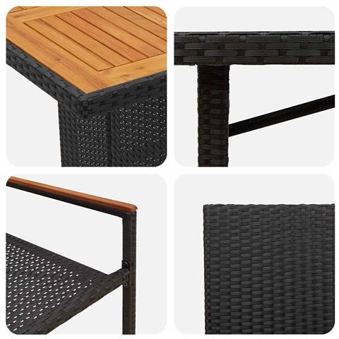 Set da Pranzo per Giardino 9 pcs Nero e Marrone - Foto 9