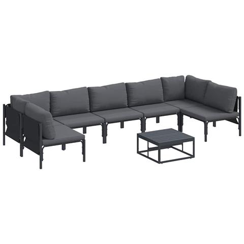 Set Divano da Giardino 8 pcs Antracite Acciaio - Foto 1
