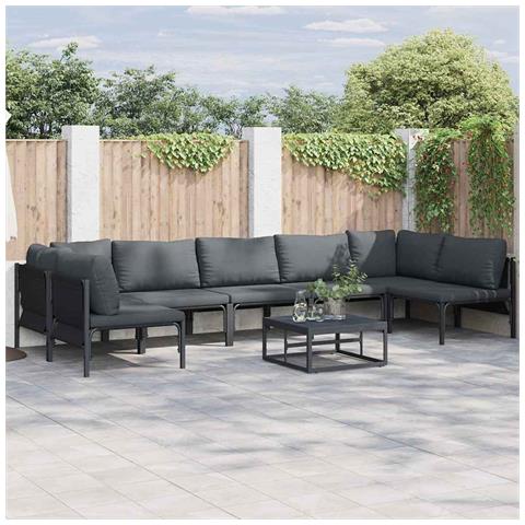 Set Divano da Giardino 8 pcs Antracite Acciaio - Foto 2