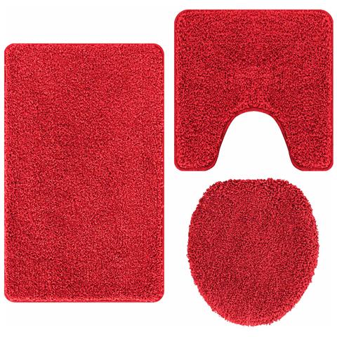 Tappeto da bagno 3 pcs Rosso 50 x 50 cm Polipropilene - Foto 1