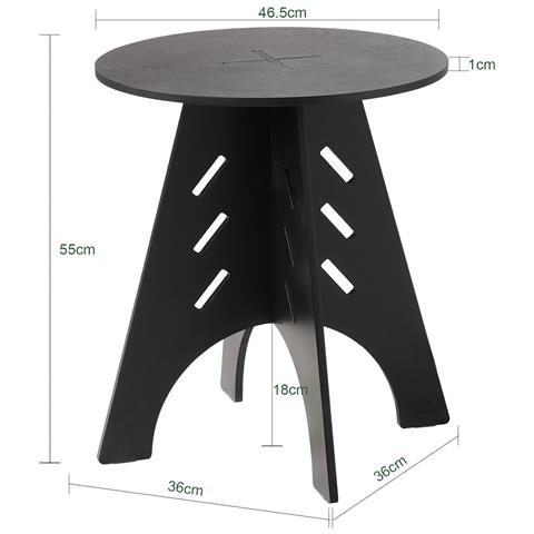Tavolino Rotondo Con Porta Connessioni Per Telefono, Comodino Nero - Foto 2