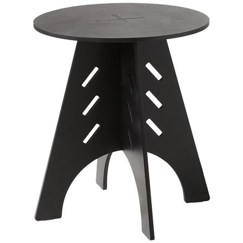 Tavolino Rotondo Con Porta Connessioni Per Telefono, Comodino Nero - Foto 1