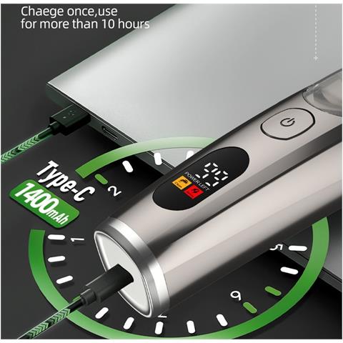 Tagliacapelli Aspirante Con Display Lcd, Regolabile E Ricaricabile Gunmetal - Foto 7