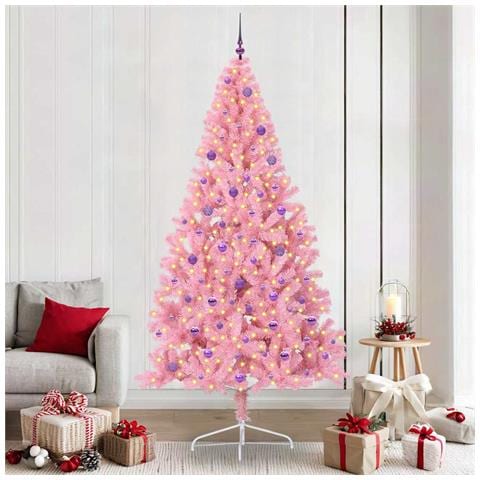 Albero di Natale artificiale con luci integrate Rosa 240 cm PVC - Foto 2