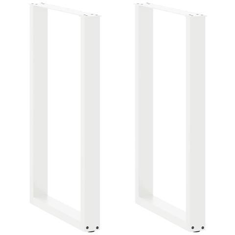 Gambe per tavolo da bar a forma di U 2 pz bianche 60x(100-101) cm in acciaio - Foto 1