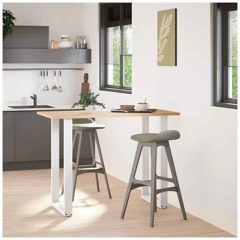 Gambe per tavolo da bar a forma di U 2 pz bianche 60x(100-101) cm in acciaio - Foto 2