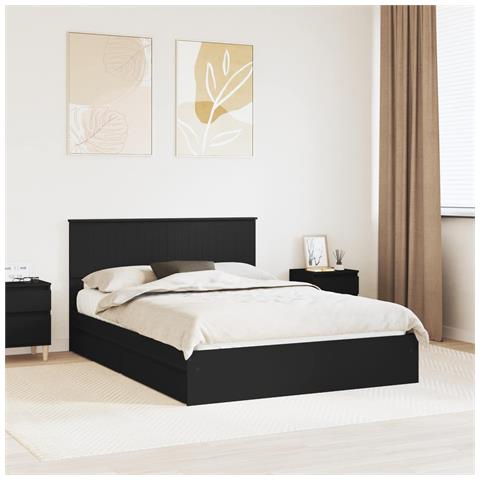 Letto con Contenitore Nero 135 x 190 cm Legno multistrato - Foto 2