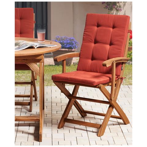 Set Di 2 Sedie Da Giardino Con Cuscini Maui Premium Legno D \'acacia Rosso - Foto 1