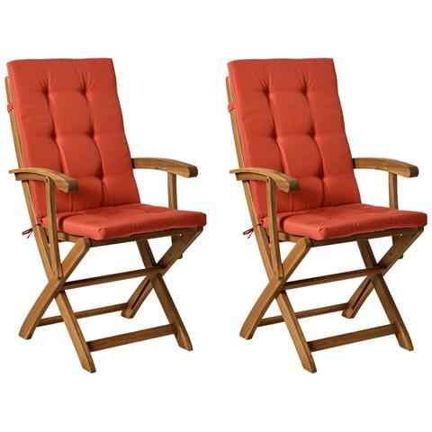 Set Di 2 Sedie Da Giardino Con Cuscini Maui Premium Legno D \'acacia Rosso - Foto 2