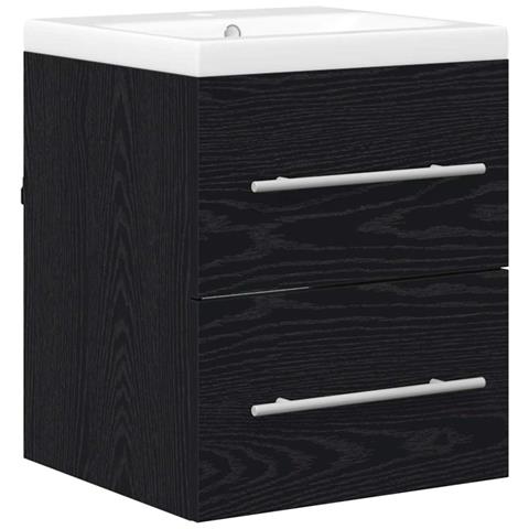 Armadio per Lavabo da Bagno con cassetto Nero 42 x 39 x 52 cm - Foto 1