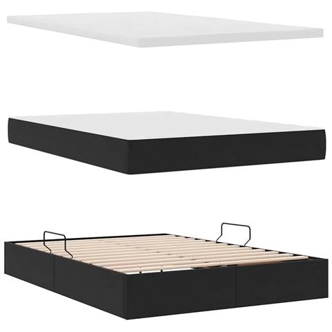 Letto con contenitore e LED con led Nero 140 x 190 cm Velluto - Foto 9