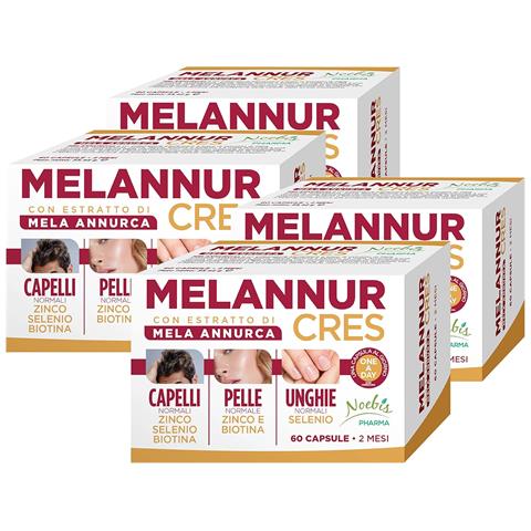 MelannurCres 60 Capsule - Mela Annurca, Astaxantina, Zinco, Rame, Selenio e Biotina - Capelli, Pelle e Unghie (Confezione quadrupla) - Foto 1