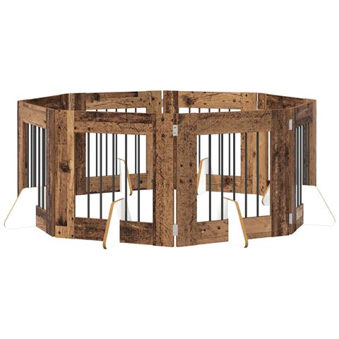 Cancello per cani con supporti 8 pcs Legno antico 60 x 60 cm - Foto 1