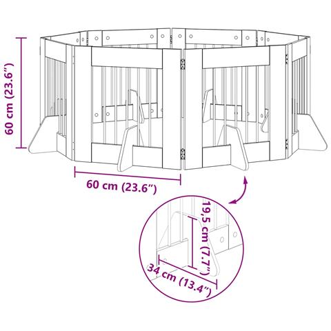 Cancello per cani con supporti 8 pcs Legno antico 60 x 60 cm - Foto 9