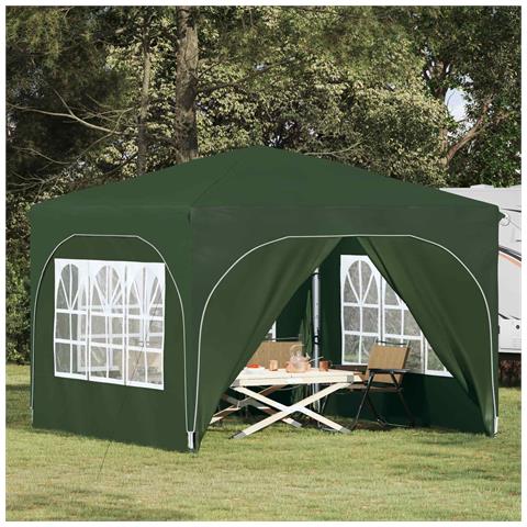 Tenda per feste a pop-up 290 x 290 x 245 cm Verde - Foto 2