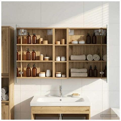 Set di Armadi da Bagno con lo scaffale 3 pcs 120 x 14,5 x 70 cm - Foto 2