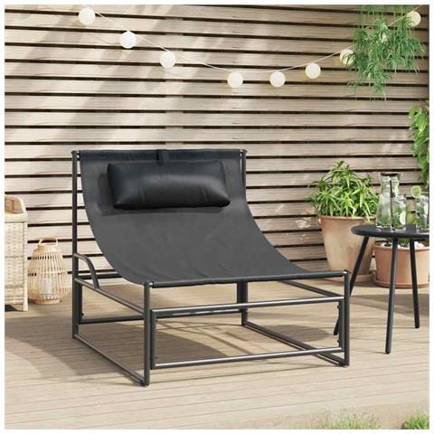 Sedia a sdraio da giardino color antracite 87x74x73 cm Acciaio e Textilene - Foto 2
