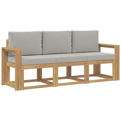 Set di divani da esterno 3 pcs Bianco e Grigio Chiaro - Foto 1