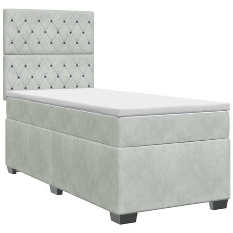 Letto box spring con materasso Grigio Chiaro Singolo Velluto - Foto 1