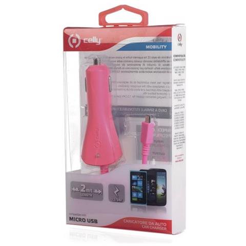 Caricabatterie da Auto MicroUSB 12/24V da 1A Colore Rosa  - Foto 3