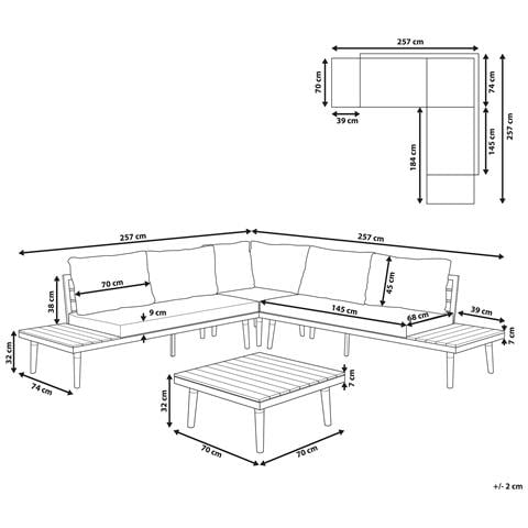 Set Da Giardino In Legno Di Acacia Cuscini Grigi Corato - Foto 28