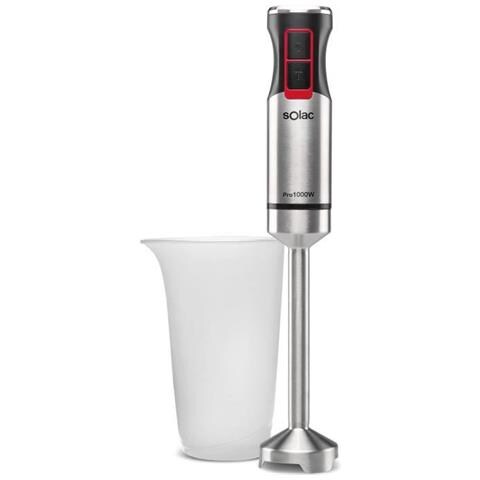 Pro 1000 - Frullatore A Immersione - 1000 W - Funzione Turbo - Lama E Piedino In Acciaio Inossidabile - Grigio, Nero E Rosso - Foto 1
