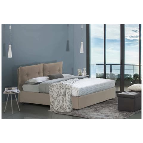 Letto contenitore Singolo Giulia, Made in Italy, Letto con rivestimento in ecopelle, Apertura frontale, adatto per materasso cm 80x190, Tortora - Foto 1