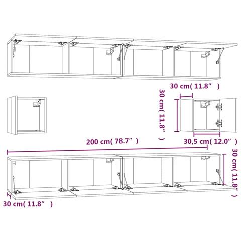 Set Di Mobili Porta Tv 6 Pz Grigio Cemento In Legno Multistrato - Foto 12