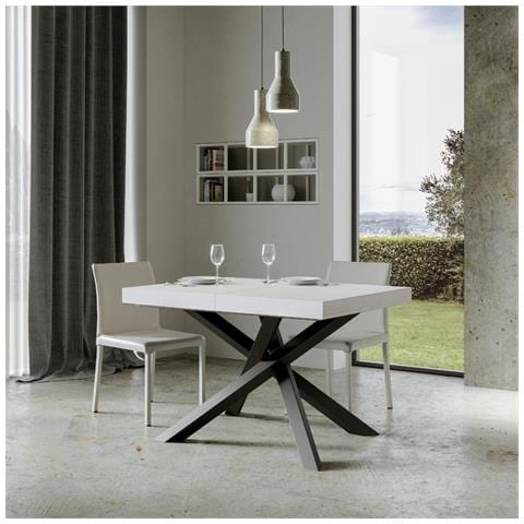 Tavolo Allungabile 90x140/244 Cm Volantis Telaio Antracite - Bianco Frassino - Foto 6