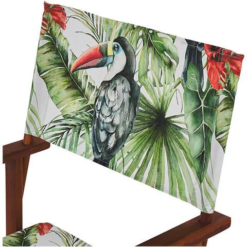 Set Di 2 Sedie Legno Di Acacia Scuro Motivo Tucani Multicolore Cine - Foto 2