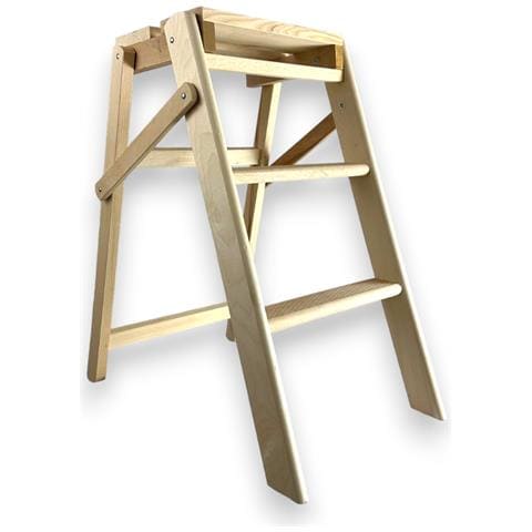 Scaletta Sgabello 3 Gradini Domestico In Legno Chiudibile Salvaspazio Bobby - Foto 1
