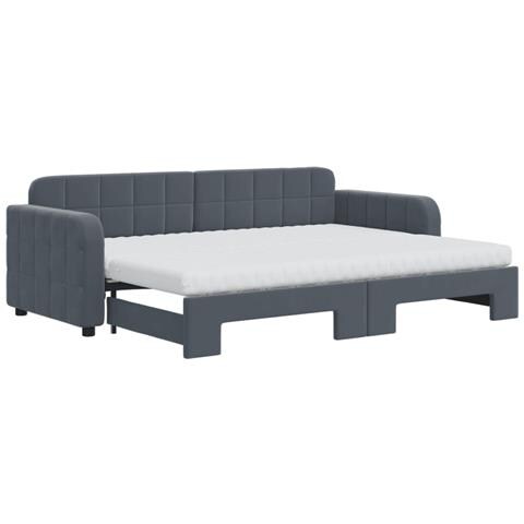 Divano Letto Estraibile Materassi Grigio Scuro 80x200cm Velluto - Foto 2