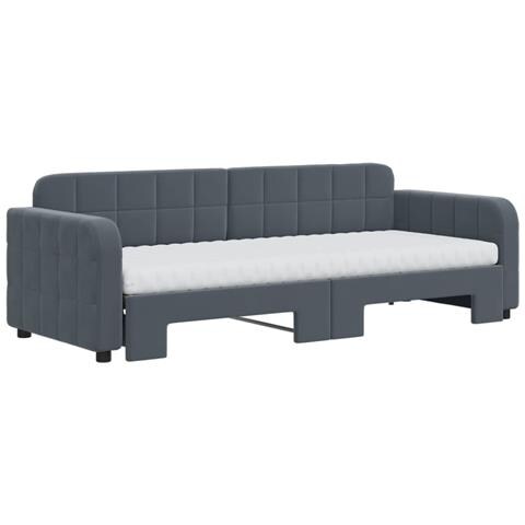 Divano Letto Estraibile Materassi Grigio Scuro 80x200cm Velluto - Foto 3