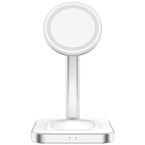 Magsafe Compatibile 2 In 1 Caricabatterie Senza Fili A Induzione 15w, Bianco - Foto 1