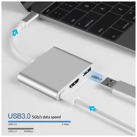 Hub Usb-c 3 In 1 Con Hdmi, Usb 3.0 E Ricarica Pd - Foto 6