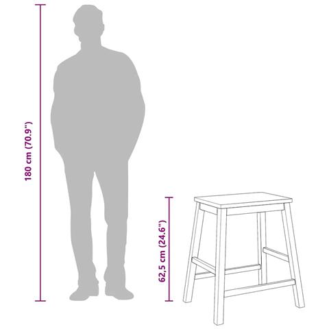 Sedie da Bar 2 pz Bianchi in Legno Massello di Hevea - Foto 2