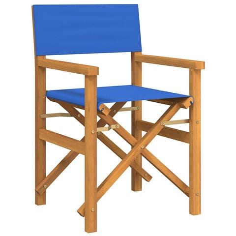 Sedie Da Regista Pieghevoli 2 Pz Blu In Legno Massello Di Teak - Foto 3