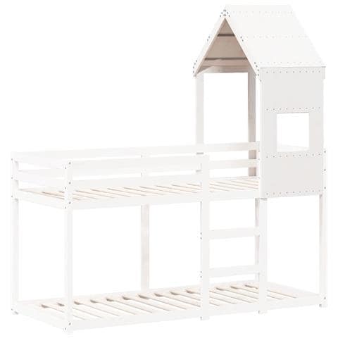 Tetto Per Letto Bambini Bianco 55x99x139,5 Legno Massello Pino - Foto 3