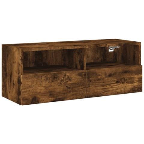 Mobile Tv A Parete Rovere Fumo 80x30x30 Cm In Legno Multistrato - Foto 2
