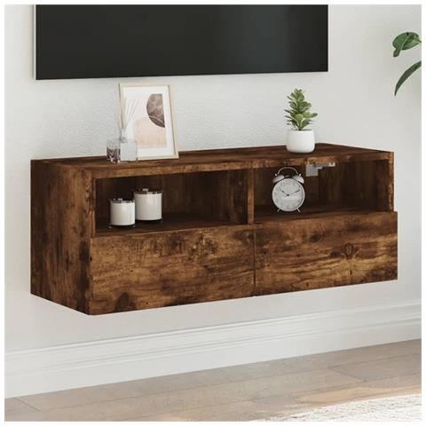 Mobile Tv A Parete Rovere Fumo 80x30x30 Cm In Legno Multistrato - Foto 1