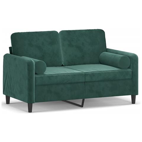 Divano A 2 Posti Con Cuscini Verde Scuro 120 Cm In Velluto - Foto 1