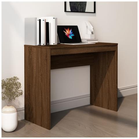 Lusso Casadino -  Scrivania Rovere Marrone 90x40x72 Cm In Legno Multistrato - Foto 8