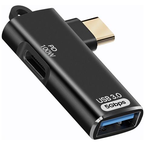 Adattatore Otg Usb A Usb-c E Ricarica Usb-c 100w Trasferimento 5gbps, Nero - Foto 1