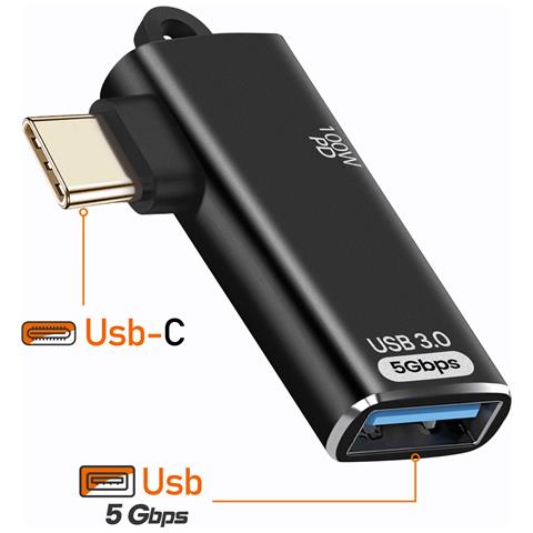 Adattatore Otg Usb A Usb-c E Ricarica Usb-c 100w Trasferimento 5gbps, Nero - Foto 5