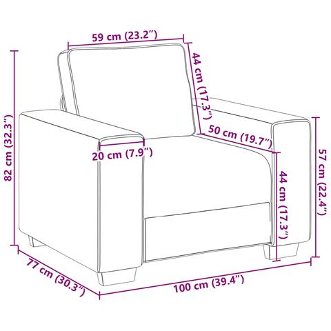 Poltrona in Tortora - 59 cm Tessuto - Foto 8