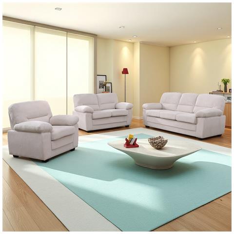 Lincoln Set Poltrona Divano 3 Posti + 2 Posti + Velluto A Coste Beige - Foto 4